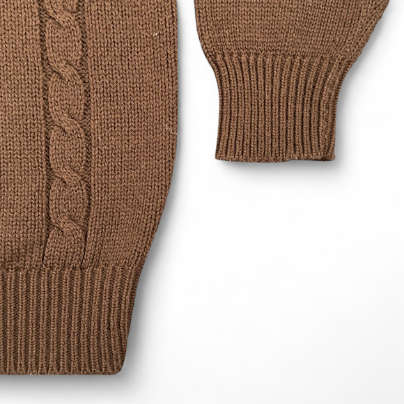 Vintage Kmart Sweater Adult MEDIUM Brown Cable Knit Fisherman Dad Preppy 80s - Picture 6 of 8